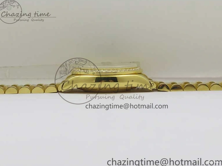 MiroTime 0305 Versatile Daydate 278288 31mm YG EWF Best Edition Green Malachite Dial Crystal Markers on YG President Bracelet ETA 2606